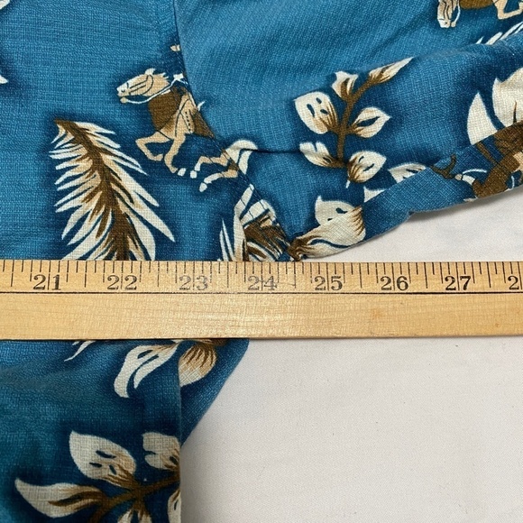 Roper Men's Teal Western Cowboy Print Short Sleeve Button Up Shirt Large‎ - Picture 9 of 11